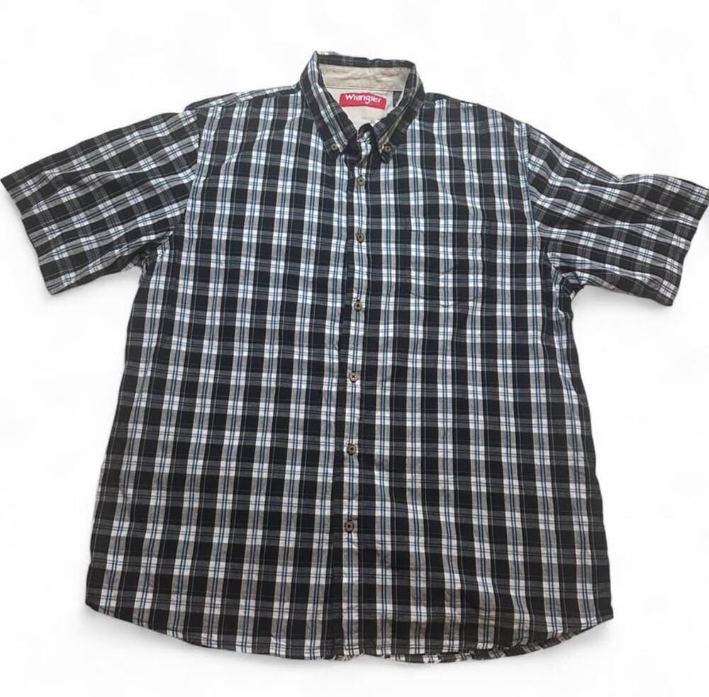 Wrangler Plaid Short Sleeve Button Down Shirt Size Large